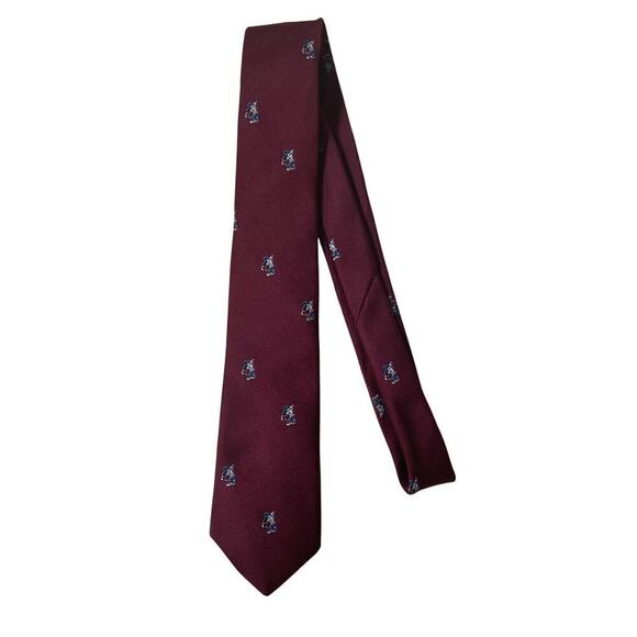 Rare Vintage Disney Mickey Mouse Golf Tie | Slim Burgundy Silk, USA, Cervantes - Picture 3 of 4